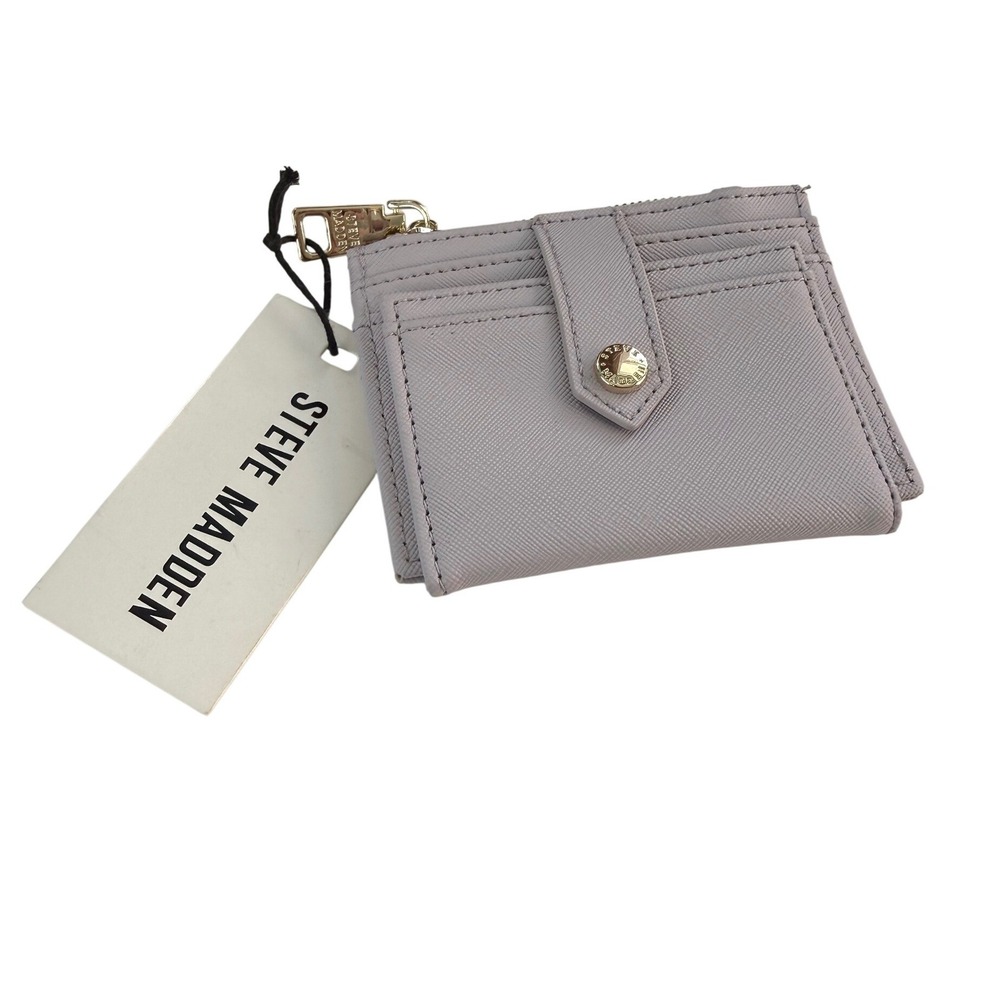 Steve Madden Bhayden Card Case Lilac Purple Saffiano Slim Wallet MR116325 NEW
